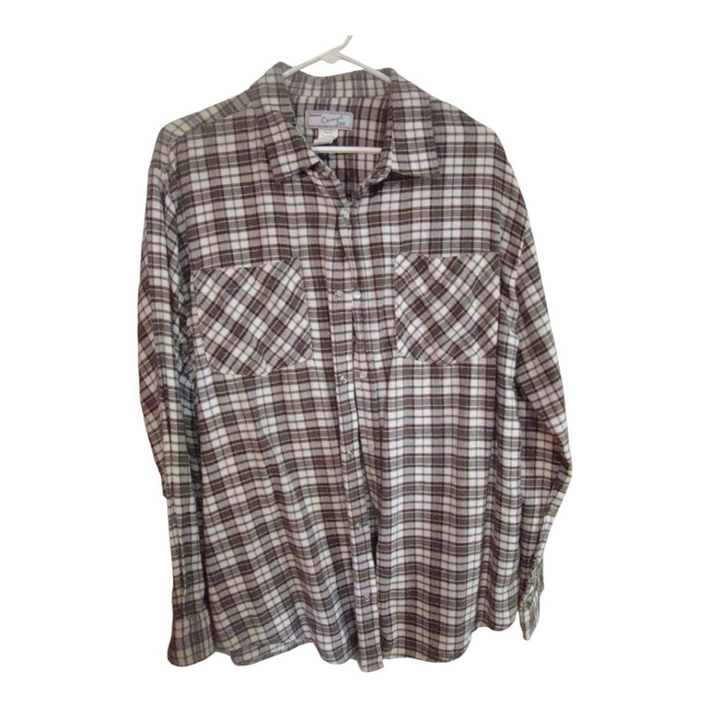 Haband Casual Joe Brown and White Casual Button Down Shirt long sleeve Size: XXL
